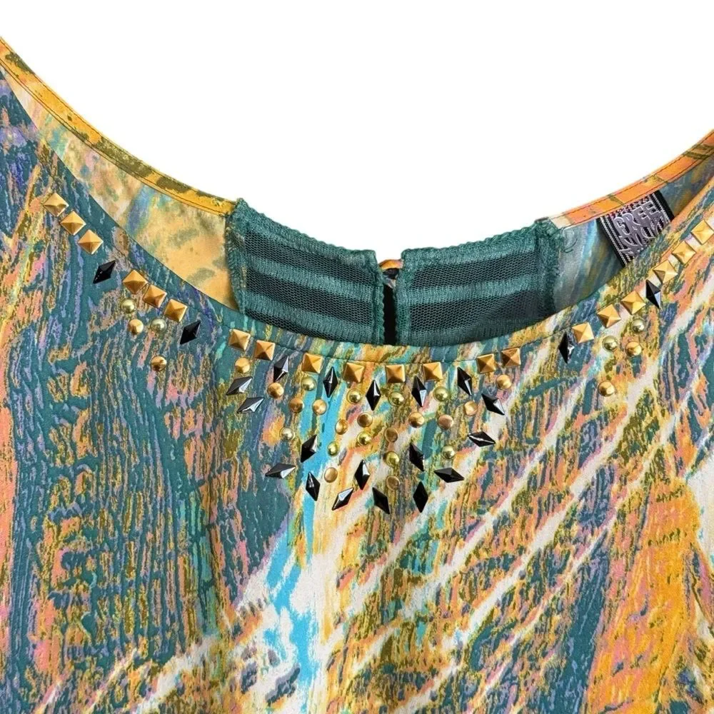 Free People Multicolor Boho Abstract Minidress/Tunic w/ Pockets Size 10